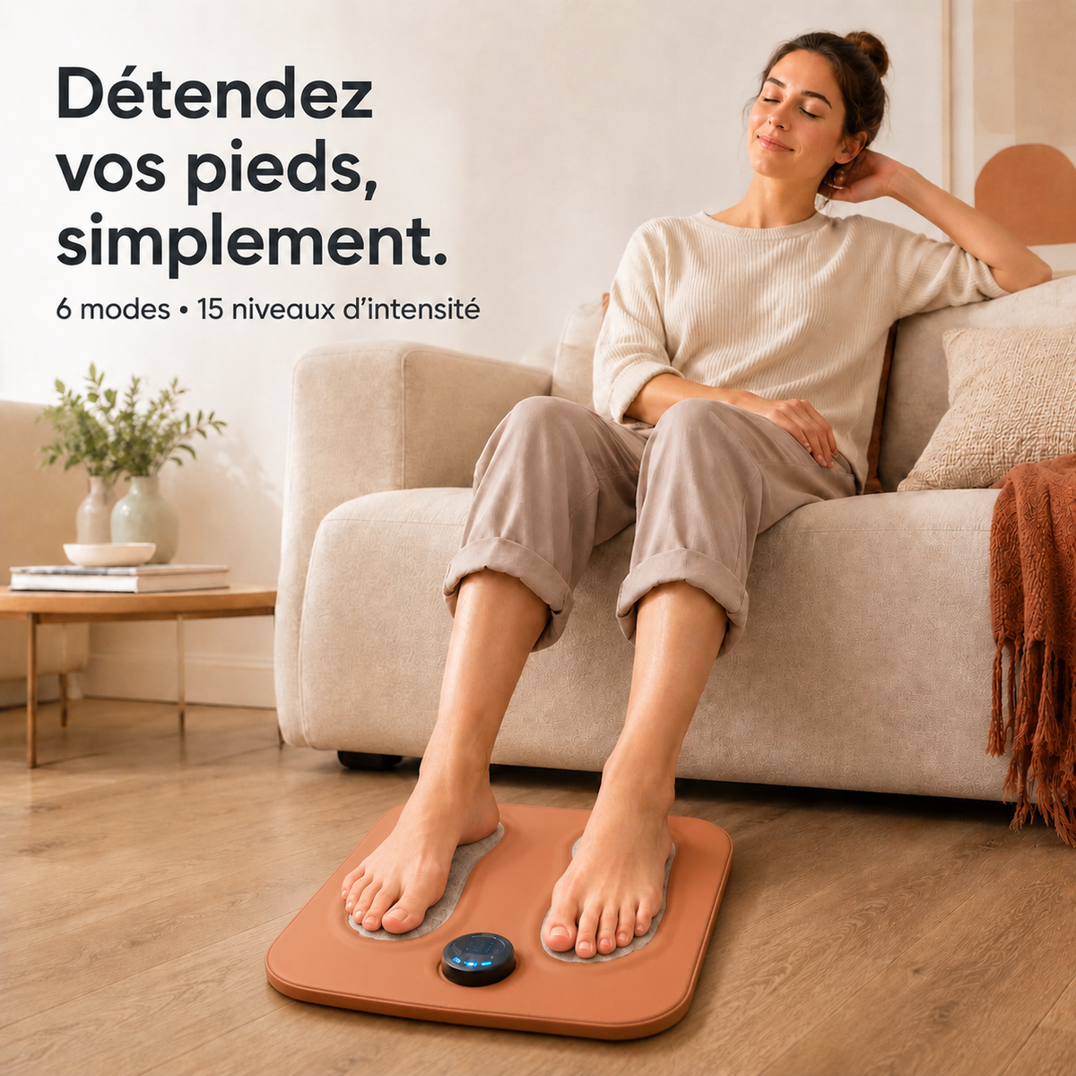 Tapis de Massage électro-magnétique FootZen™ pour pieds – 6 Modes et 15 Intensités