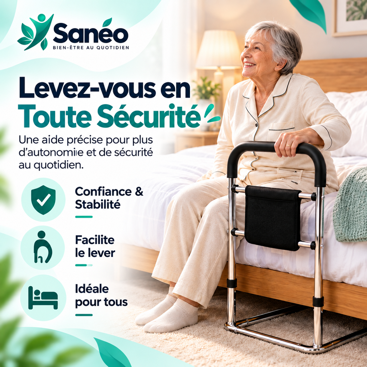 Support de Lit Stable pour Seniors et Convalescence