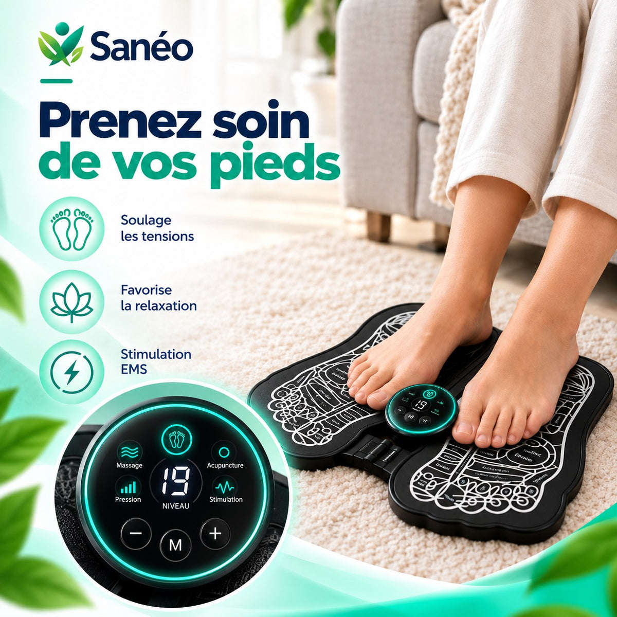 Mass'Pieds Tapis Revitalisant EMS Sanéo