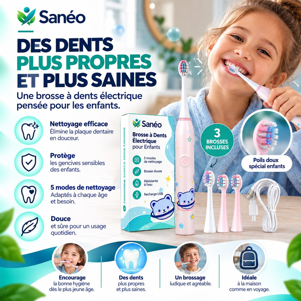 Brosse à Dents Electrique pour enfants