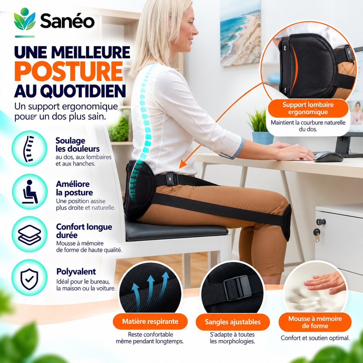 Ceinture de Correction de Posture assise