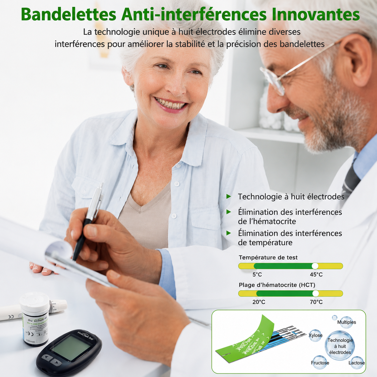 Glucomètre VivaChek Ino Complet – Kit de Surveillance de Glycémie avec Bandelettes et Lancettes