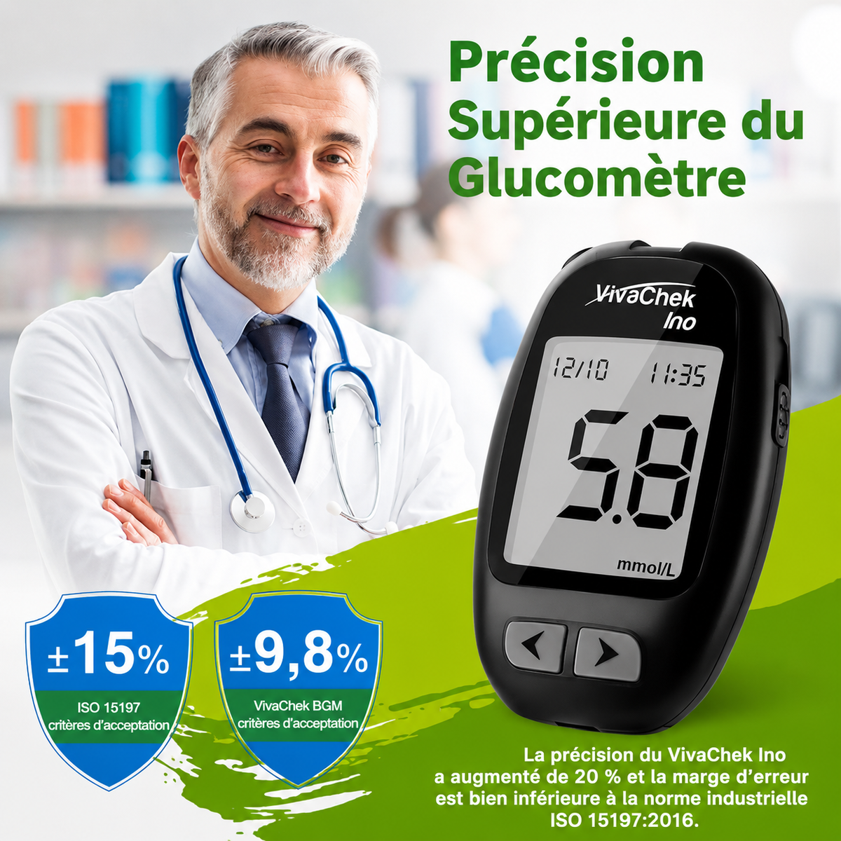 Glucomètre VivaChek Ino Complet – Kit de Surveillance de Glycémie avec Bandelettes et Lancettes